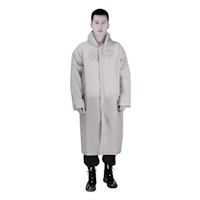 Poncho Impermeable Grueso de Mangas Rectas con Capucha y Botones Gris